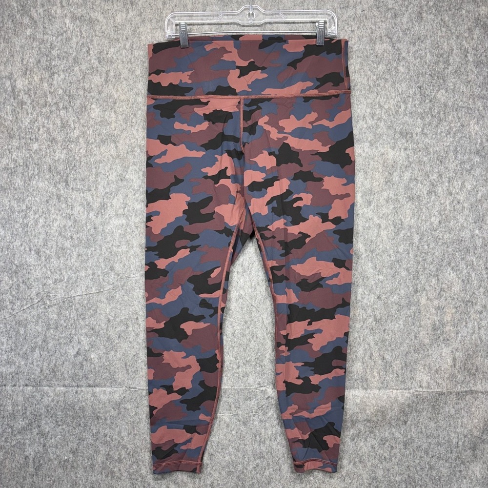 Lululemon Wunder Under HR Leggings Women's 14 Pink Camo Athleisure Train LW5BTES